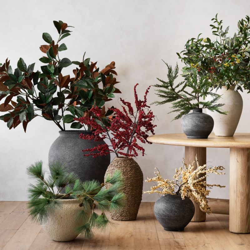 Faux Pine Needle Stem with Pinecones 38