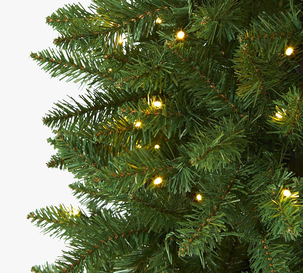 Lit Slim Green Mountain Pine Faux Christmas Tree