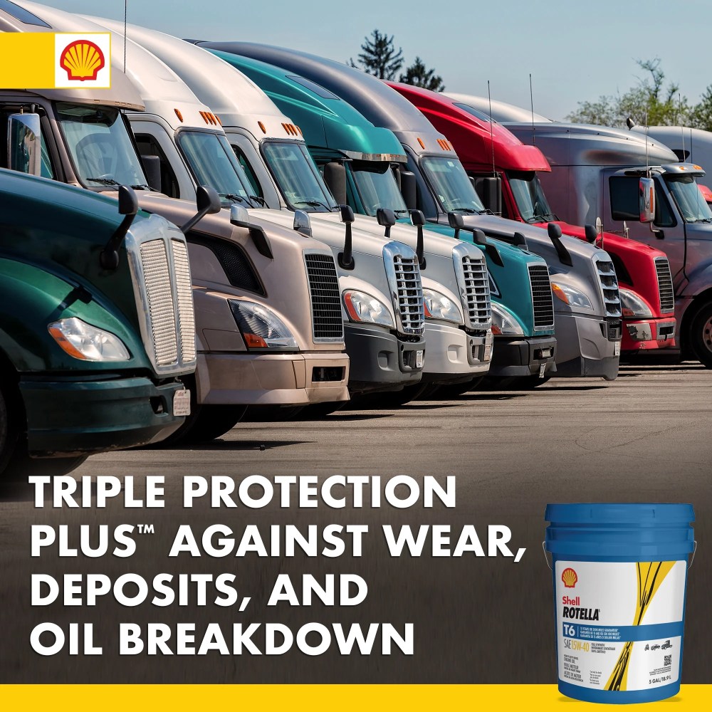 Shell Rotella T6 Full Synthetic 15W-40 Diesel Engine Oil, 5 Gallon