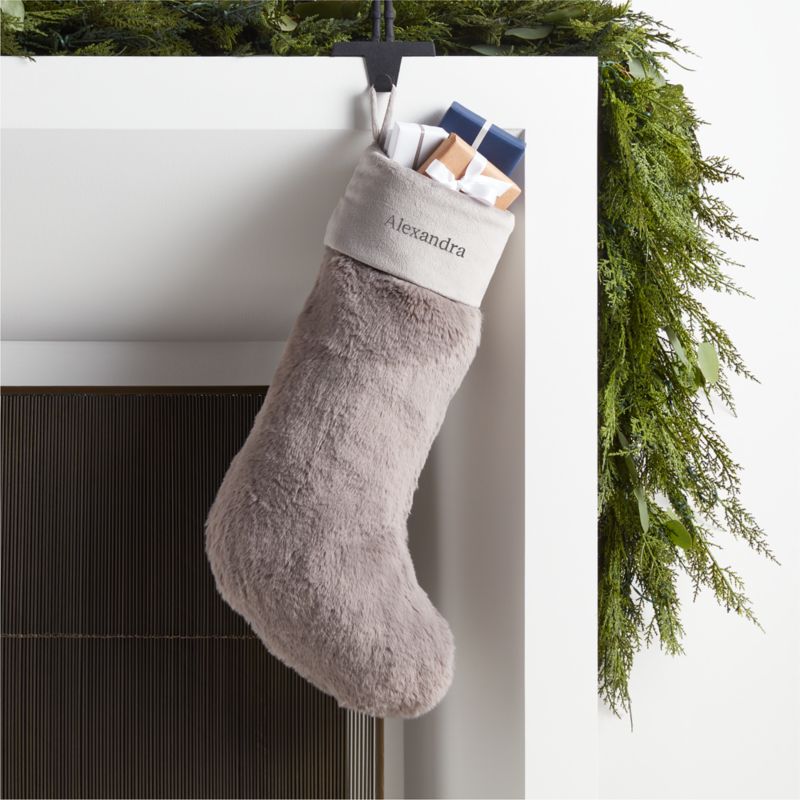 Glacial Grey Faux Fur Christmas Stocking