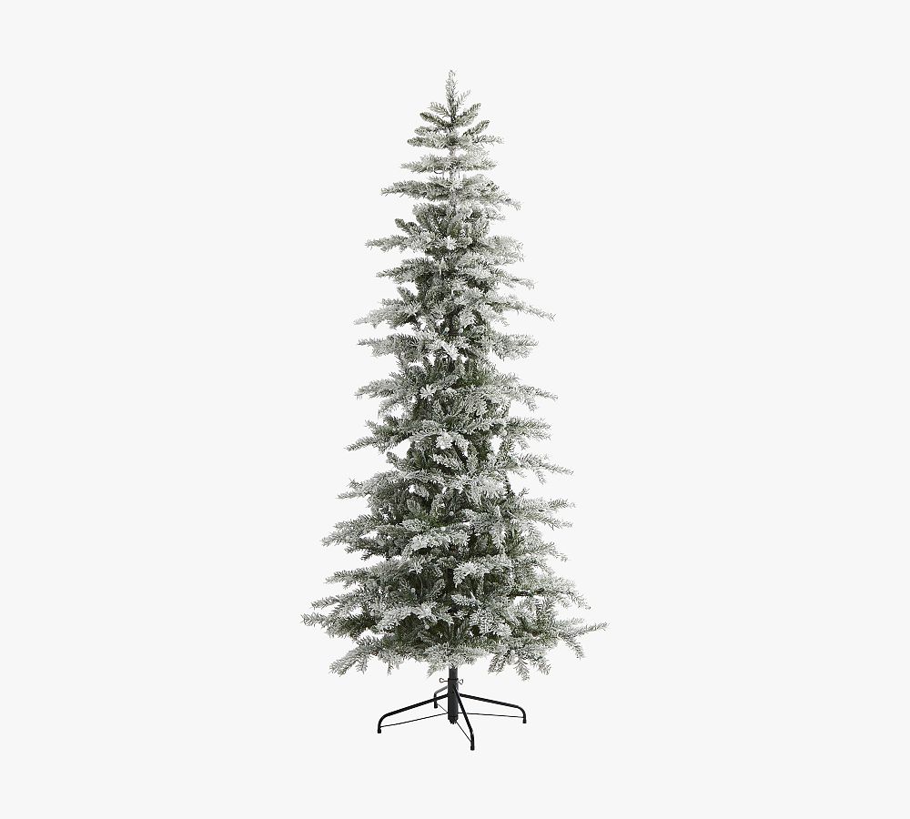 Lit Slim Flocked Nova Scotia Spruce Faux Christmas Tree
