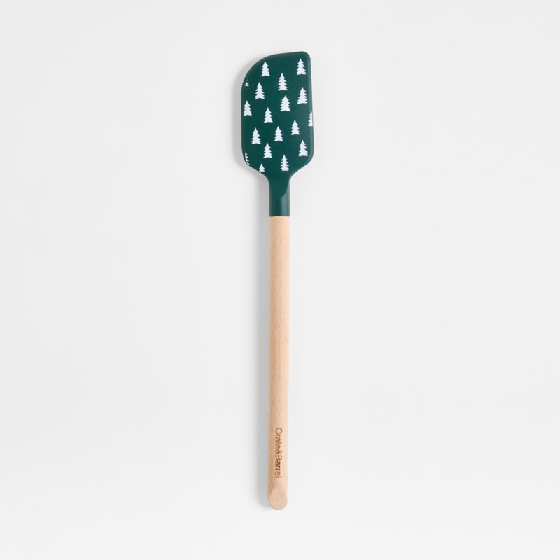 Green Trees Silicone and Wood Spatula