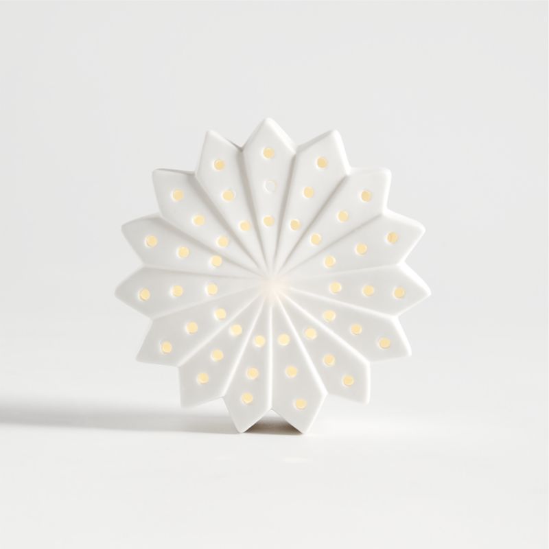Small LED White Holiday Ceramic Snowflake 4