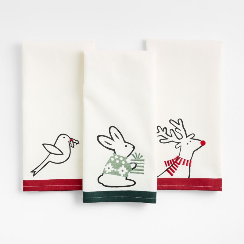 Arctic Friends Organic Cotton Kitchen Towels, Set of 3 by Joan Anderson