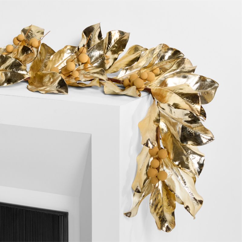 Faux Golden Magnolia Holiday Garland 82