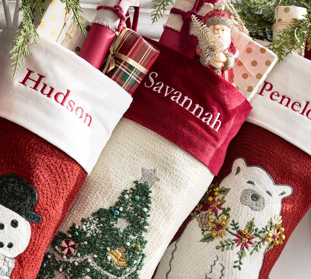 Holiday Icons Crewel Stockings