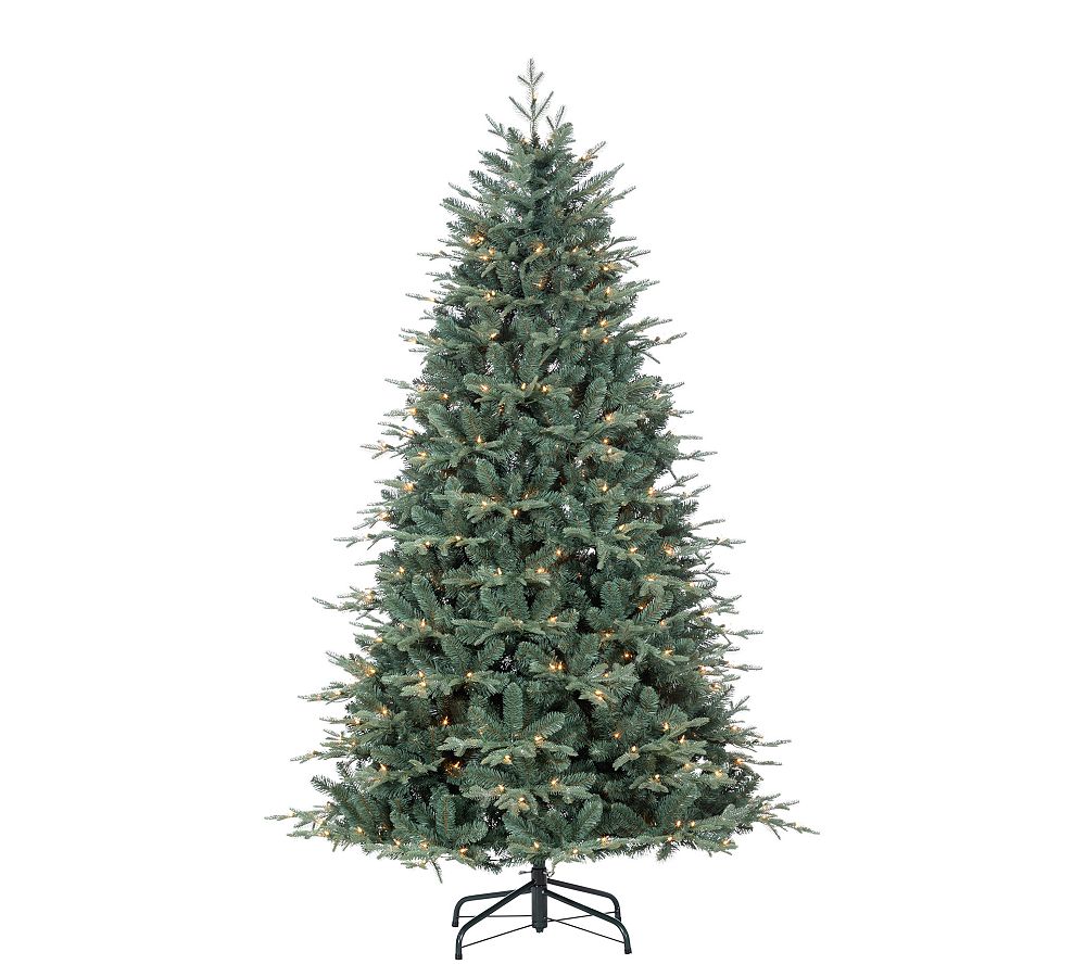 Lit Natural Cut Blue Spruce Faux Christmas Tree