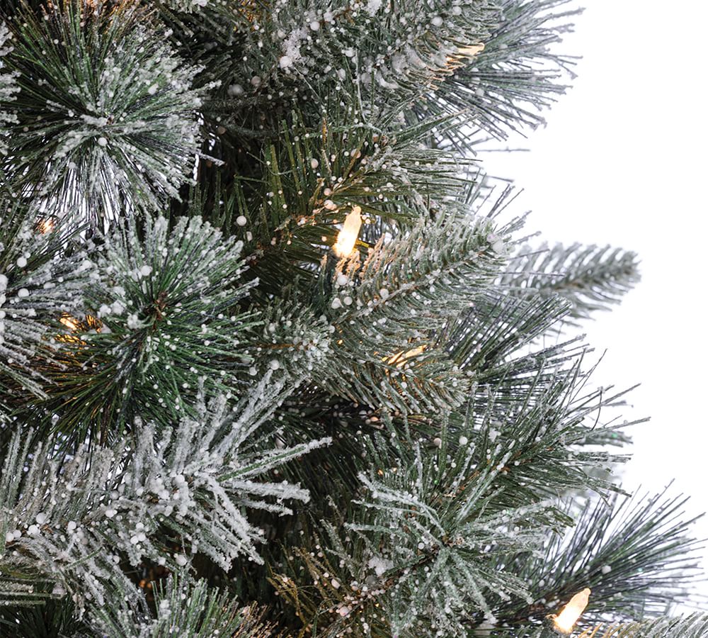 Lit Flocked Glitter Faux Christmas Tree - 7 Ft.