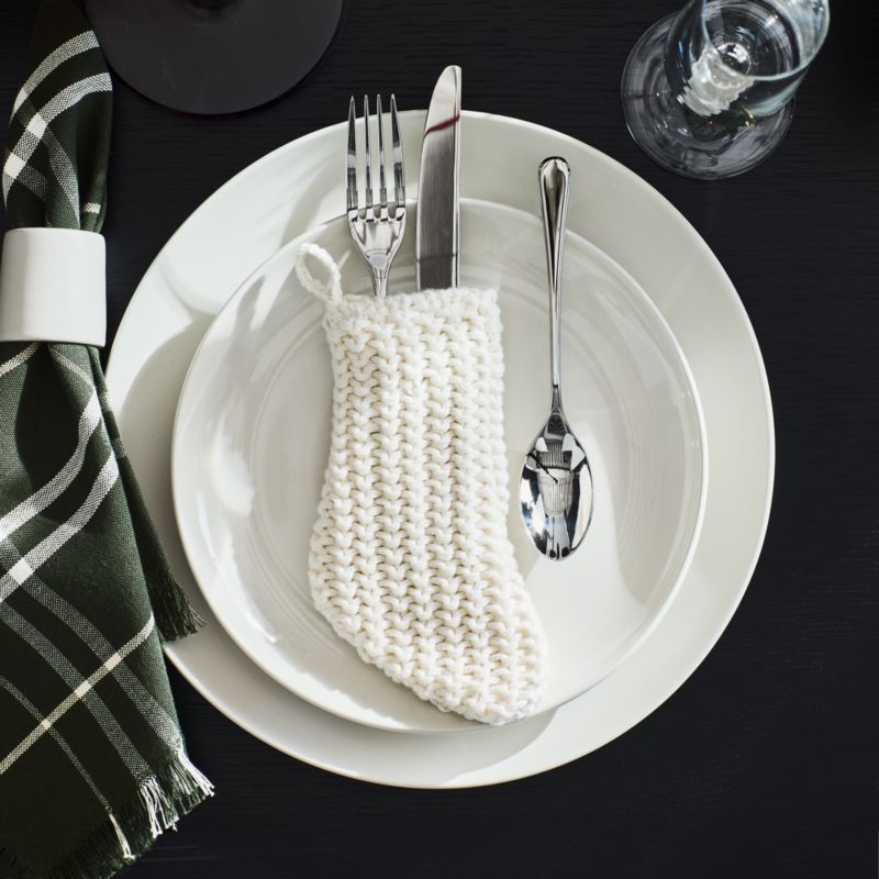 Winter White Knit Flatware Stockings, Set of 4