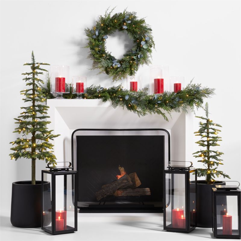 Faux Pre-Lit LED Pine and Eucalyptus Wreath 28