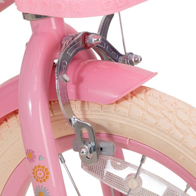 Little Daisy Kids Bike for 4 5 6 7 Years Girls with Handbrake, Children Princess Bicycle with Training Wheels Basket Streamer Toddler Cycle