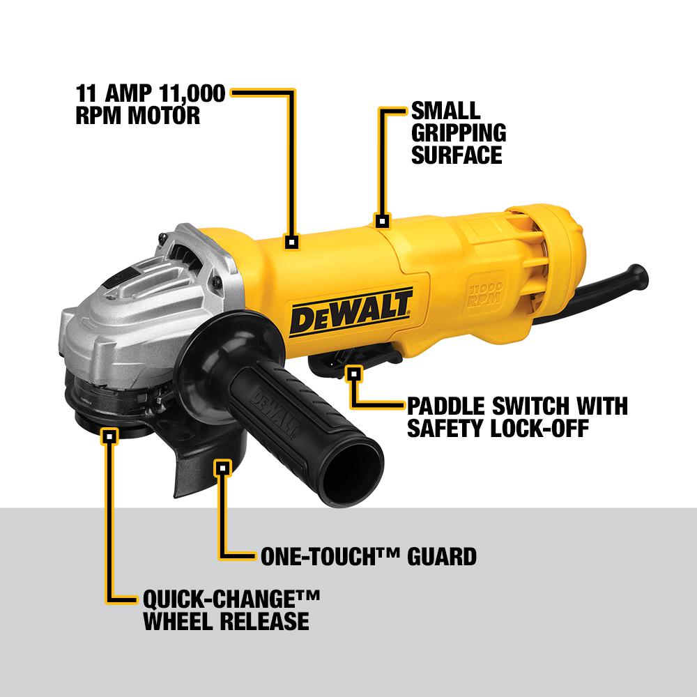 DWE402 120V 11 Amp Corded 4.5 in. Small Angle Grinder