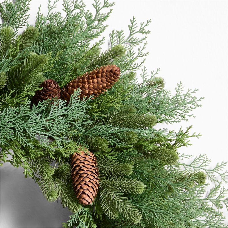 Faux Pinecone and Cedar Pre-Lit Holiday Wreath 28