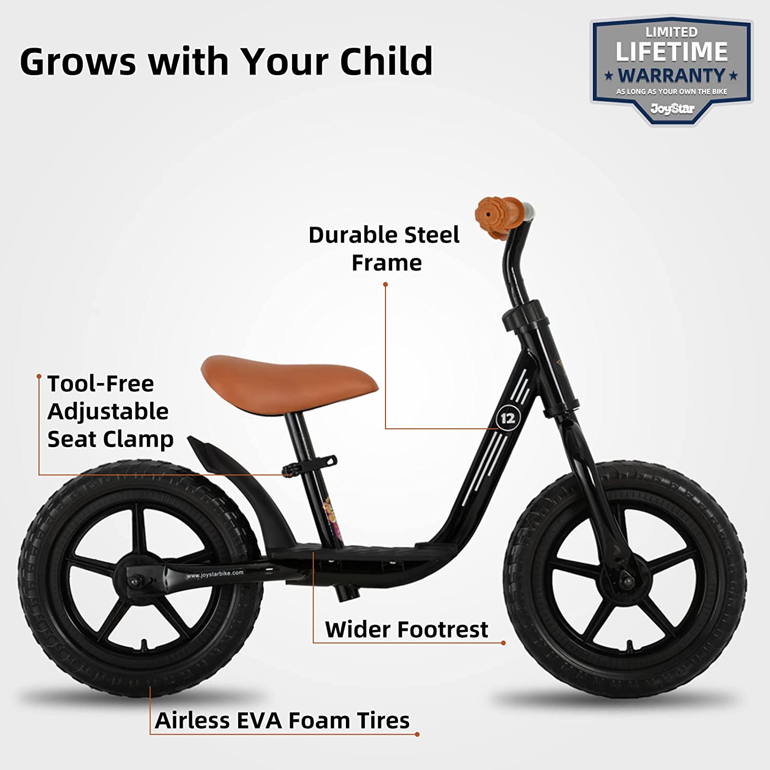 Kids Balance Bike for Girls & Boys, Ages 18 Months to 5 Years, Toddler Balance Bike with Footrest & Adjustable Seat Height