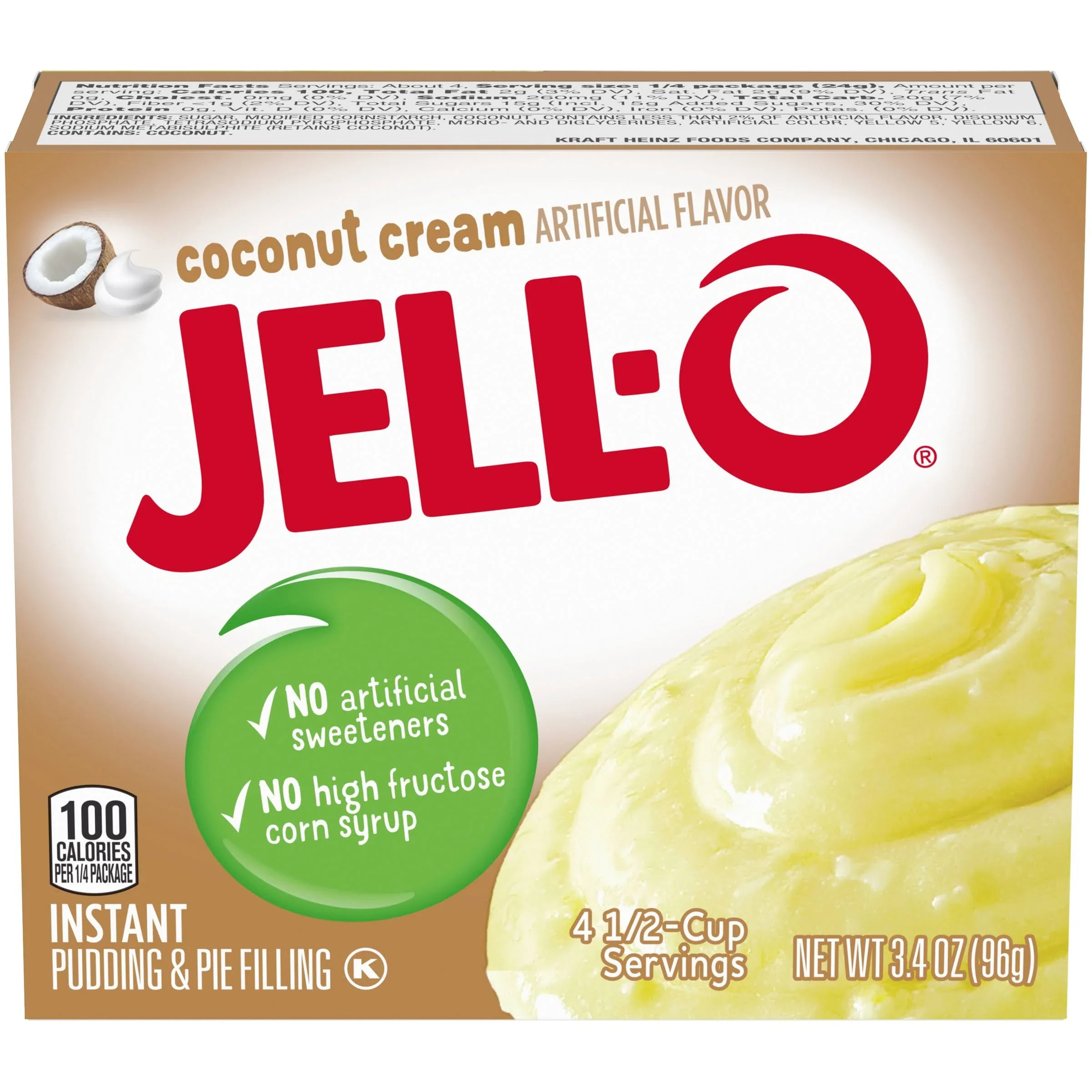 Jell O Pudding & Filling, Instant, Coconut Cream - 3.4 oz