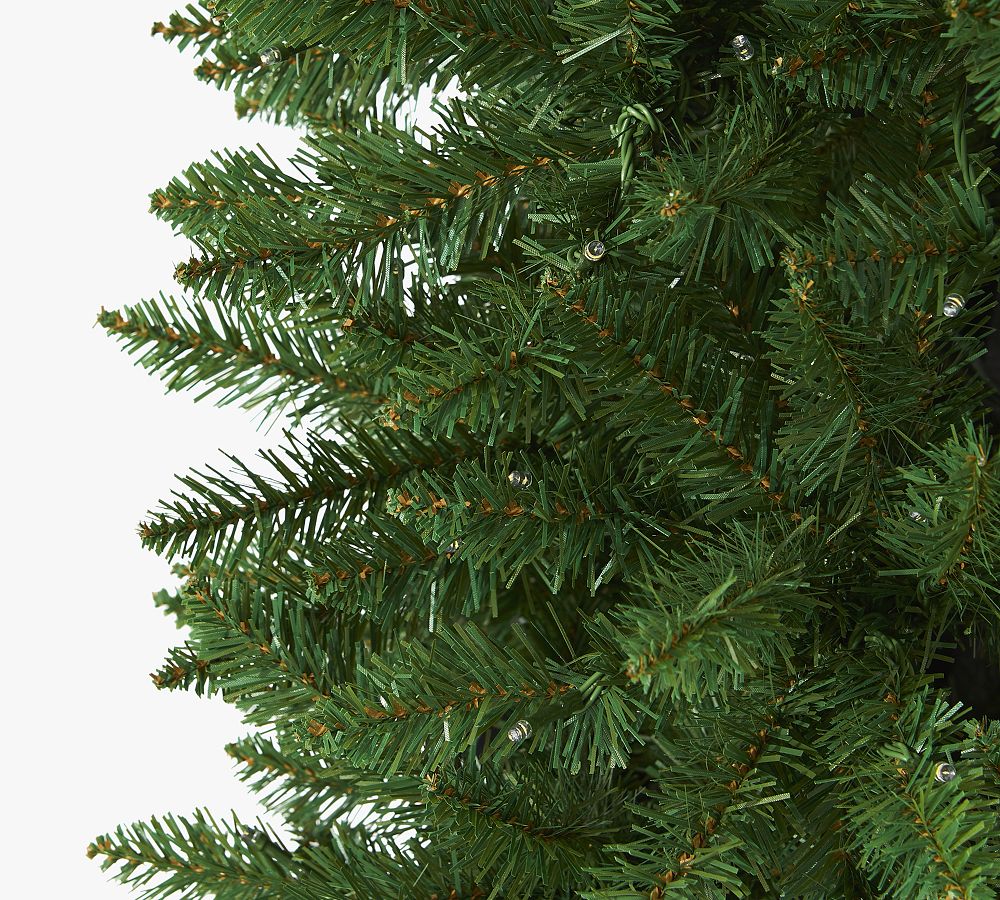 Lit Slim Green Mountain Pine Faux Christmas Tree