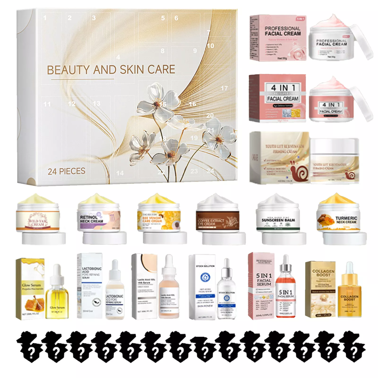 Skincare Advent Calendar, 24 Days Countdown Calendar Skincare Products Set Gift