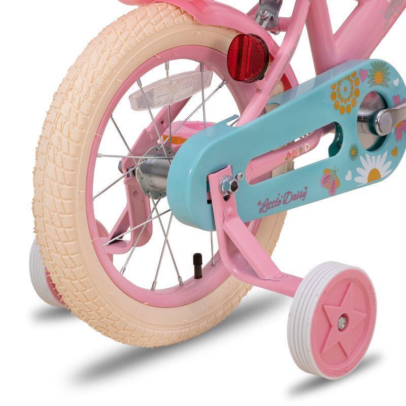 Little Daisy Kids Bike for 4 5 6 7 Years Girls with Handbrake, Children Princess Bicycle with Training Wheels Basket Streamer Toddler Cycle