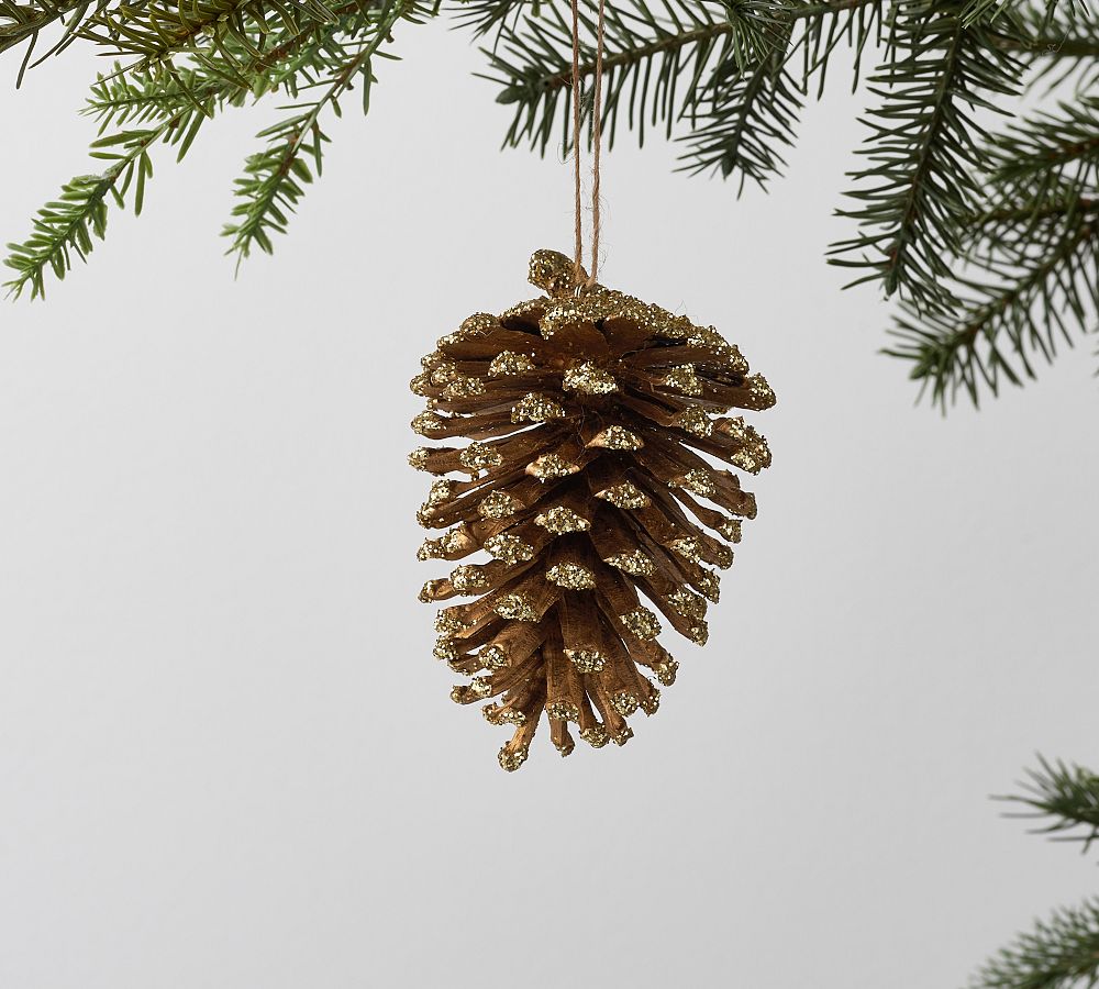 Glittered Natural Pinecone Ornament