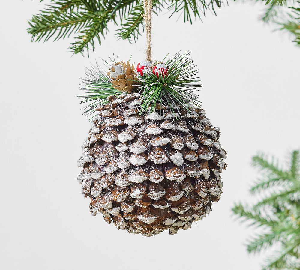 Frosted Pinecone Sphere Ornament