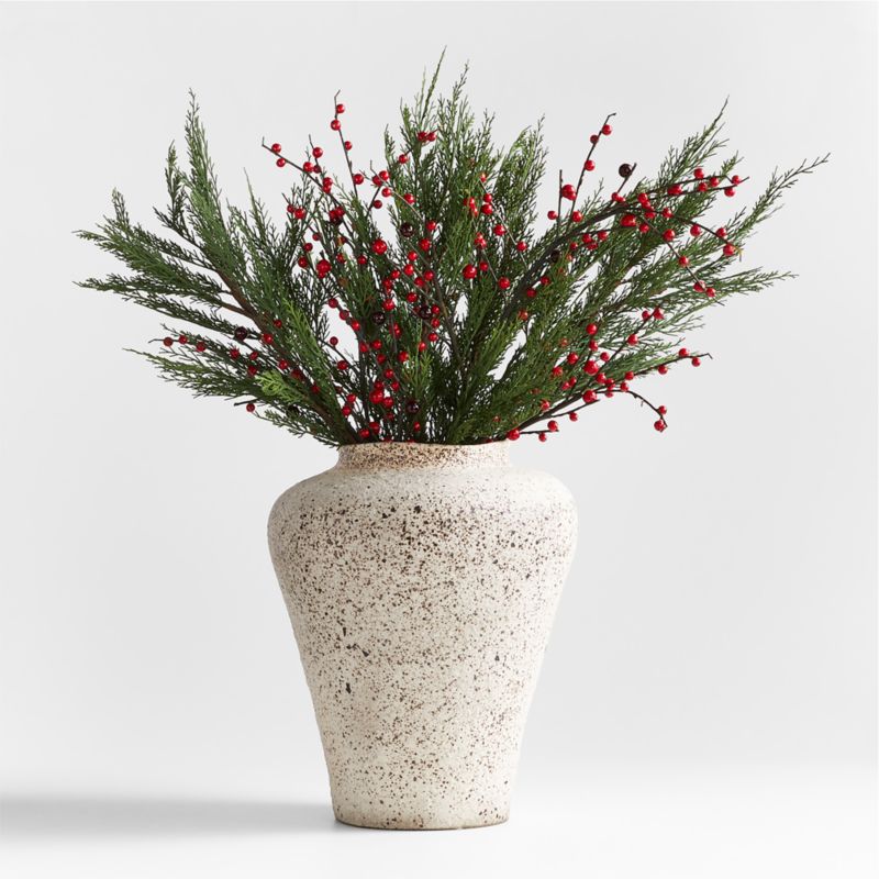 Faux Botanical Arrangement in Poe White Volcanic Glaze Vase