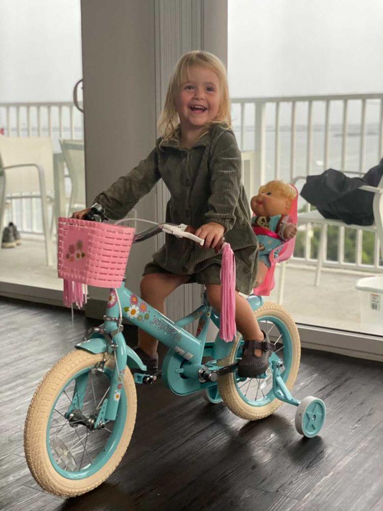 Little Daisy Kids Bike for 4 5 6 7 Years Girls with Handbrake, Children Princess Bicycle with Training Wheels Basket Streamer Toddler Cycle