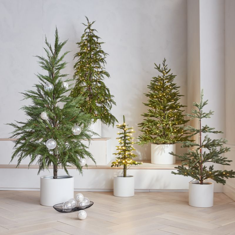 Faux Potted Pine Pre-Lit LED Christmas Tree with White Lights 3'