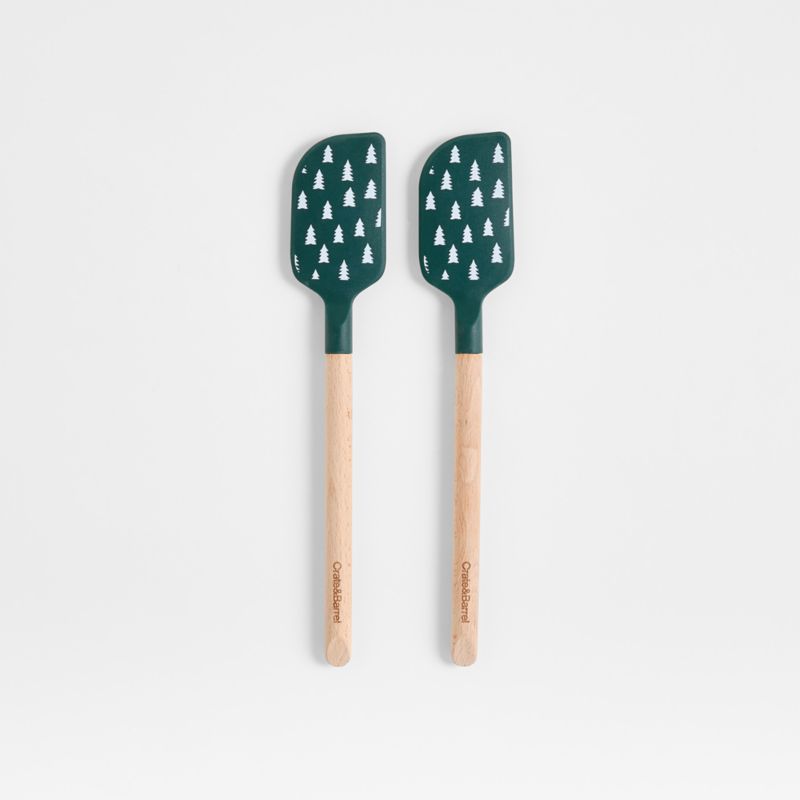 Green Trees Silicone and Wood Mini Spatulas, Set of 2