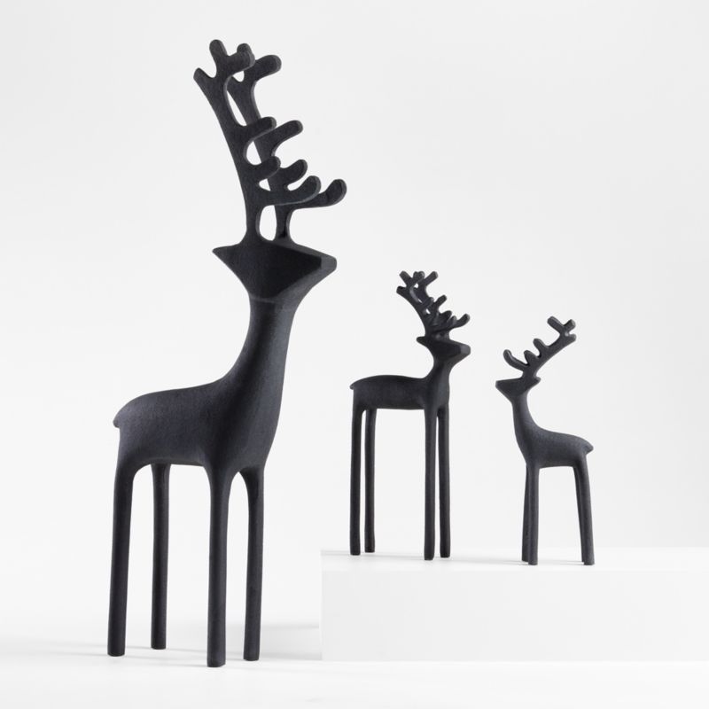 Zinc Reindeer and Taper Holder Holiday Tablescape Set
