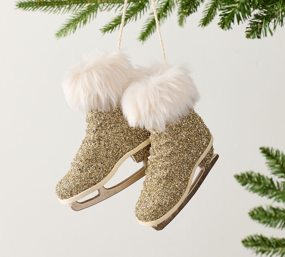 Sparkly Gold Skates Ornament
