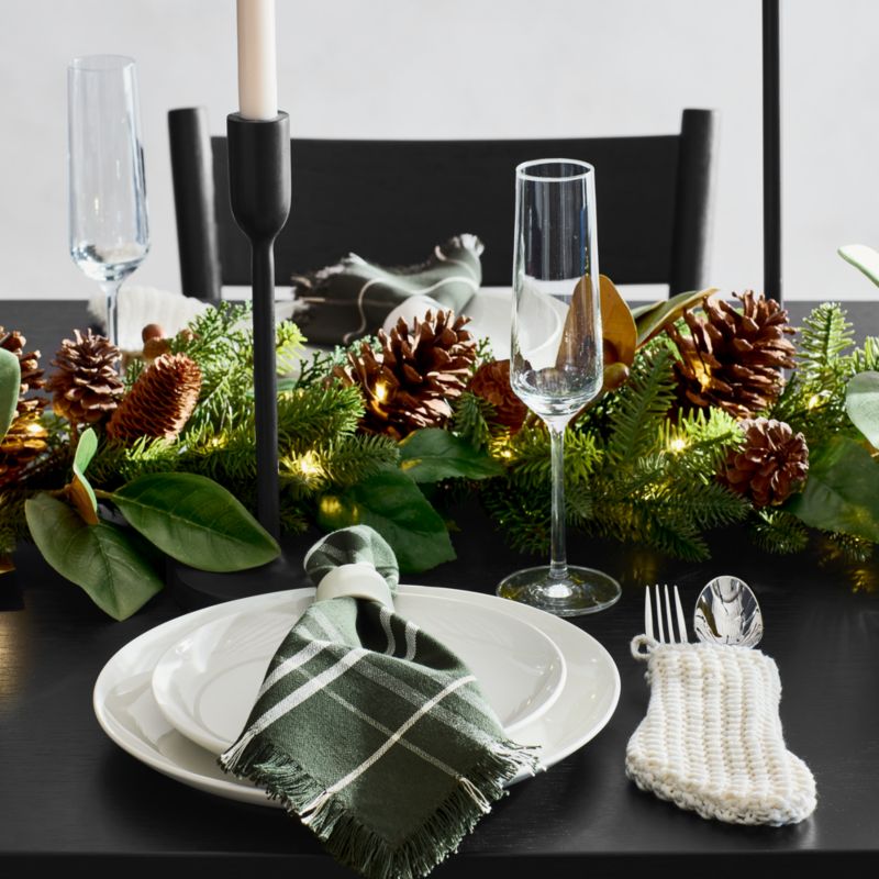 Craft Green Plaid Organic Cotton Fringe Dinner Napkin