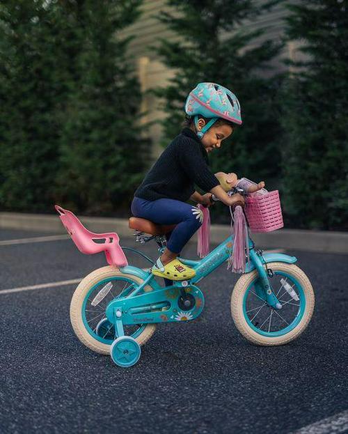 Little Daisy Kids Bike for 4 5 6 7 Years Girls with Handbrake, Children Princess Bicycle with Training Wheels Basket Streamer Toddler Cycle
