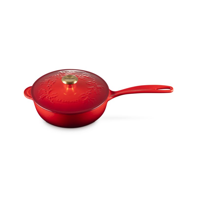 Le Creuset ® Traditional Holly Cerise 2.25-Qt. Round Saucier with Gold Knob