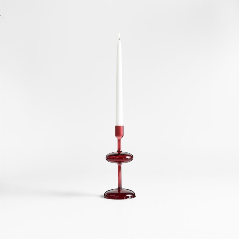 Venezia Small Red Glass Taper Candle Holder