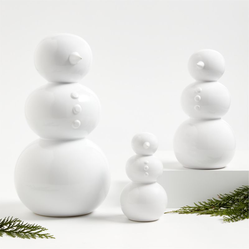 Small White Holiday Ceramic Snowman 6.5