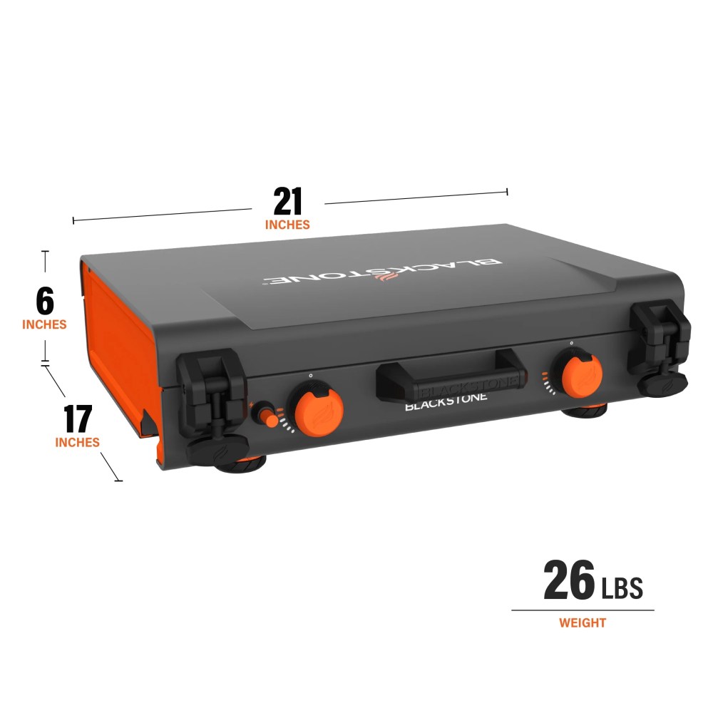 Blackstone Adventure Ready 20 x14  2-Burner Propane Camping Griddle with Latching Hood and Handle