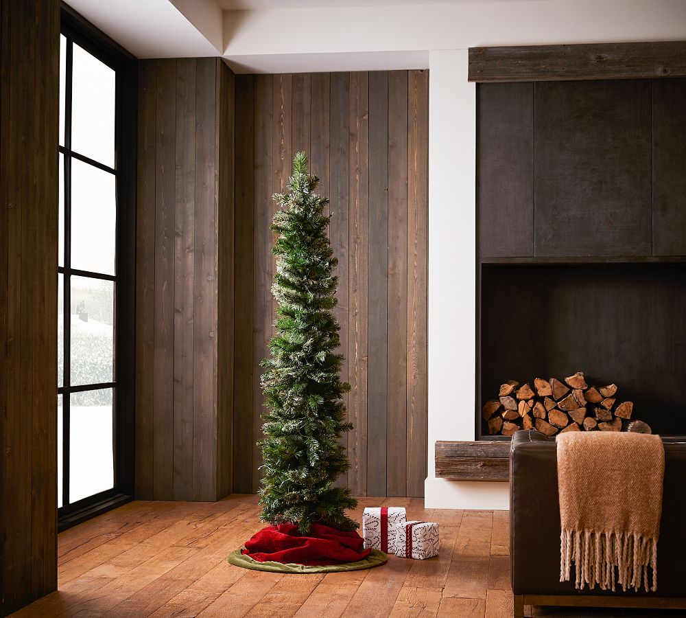 Pre-Lit Hard Mixed Cashmere Pencil Faux Pine Tree