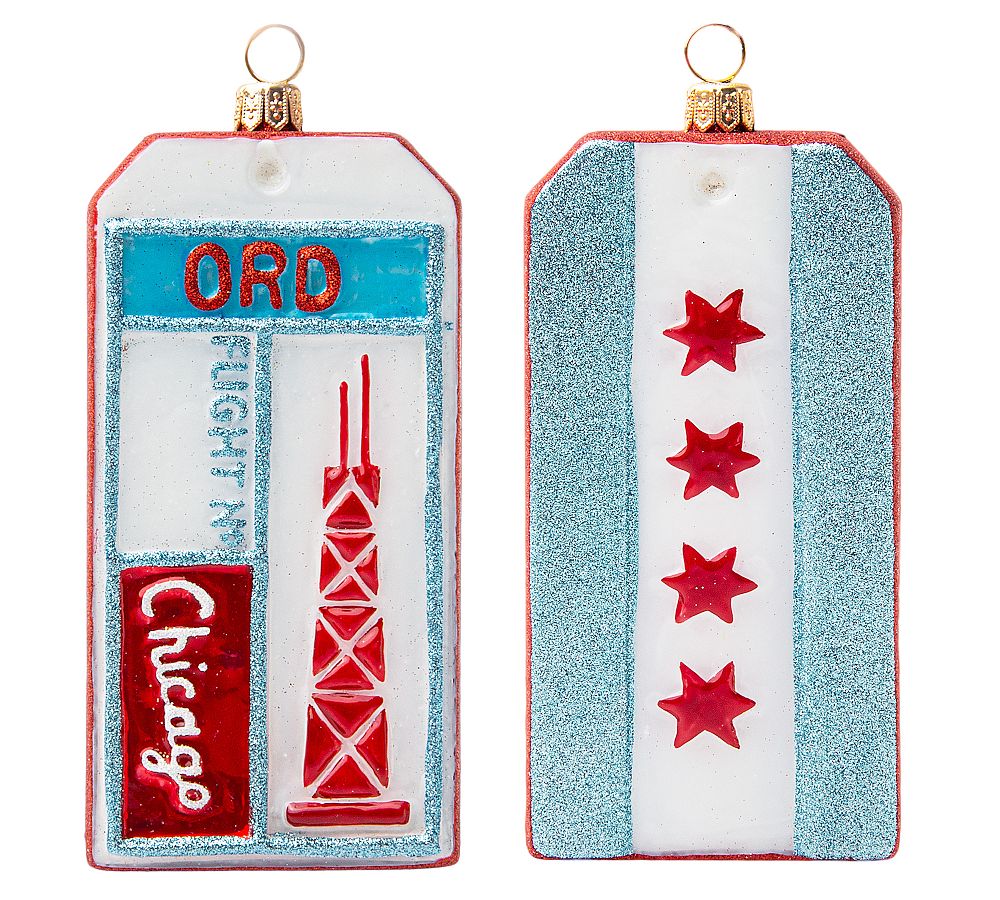 Handmade Heirloom Destination Luggage Tag Ornaments