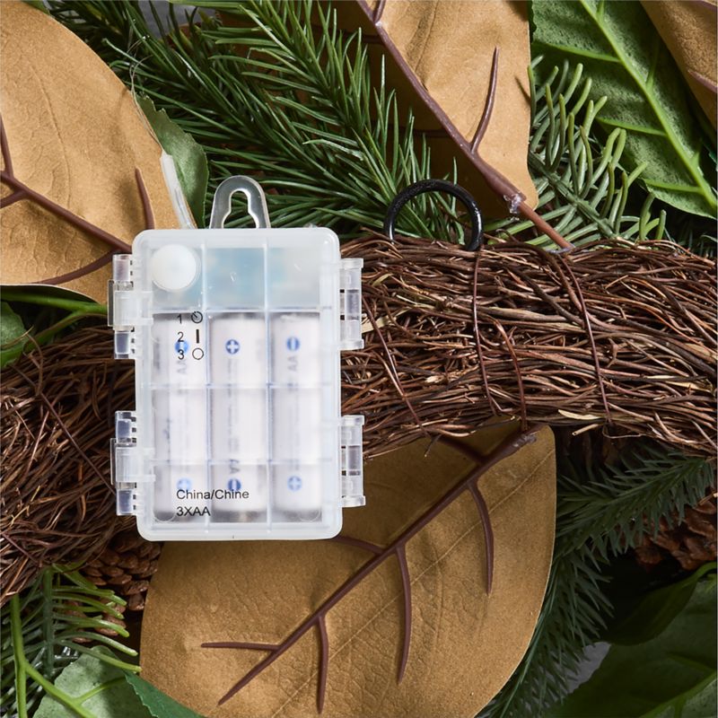 Faux Magnolia and Pinecone Pre-Lit Holiday Wreath 28