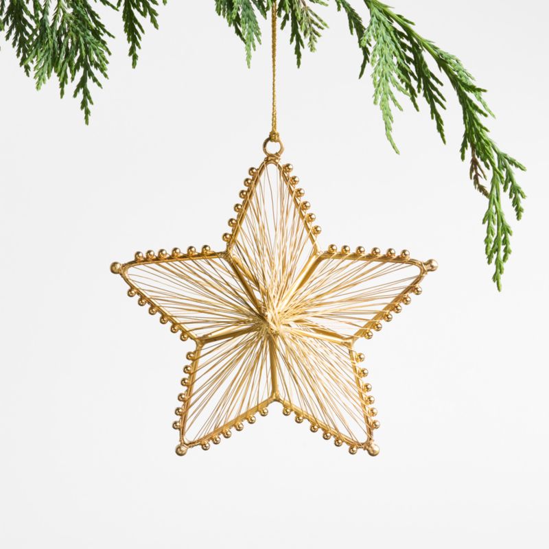 Metal Gold Star Christmas Ornament