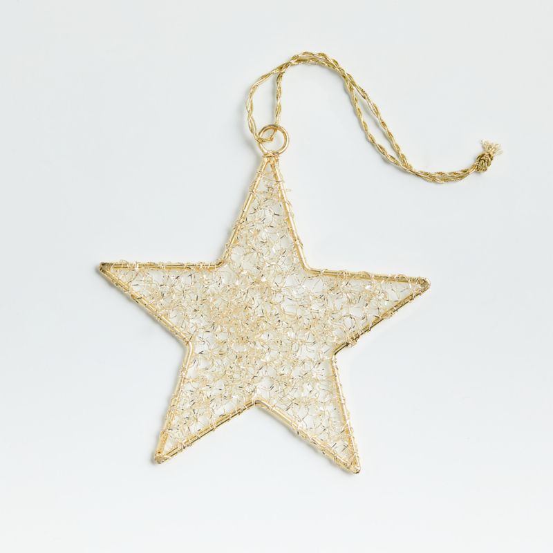 Gold Tinsel Star Christmas Tree Ornament