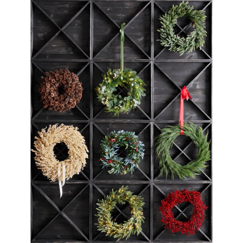 Faux Pre-Lit LED Pine and Eucalyptus Wreath 28