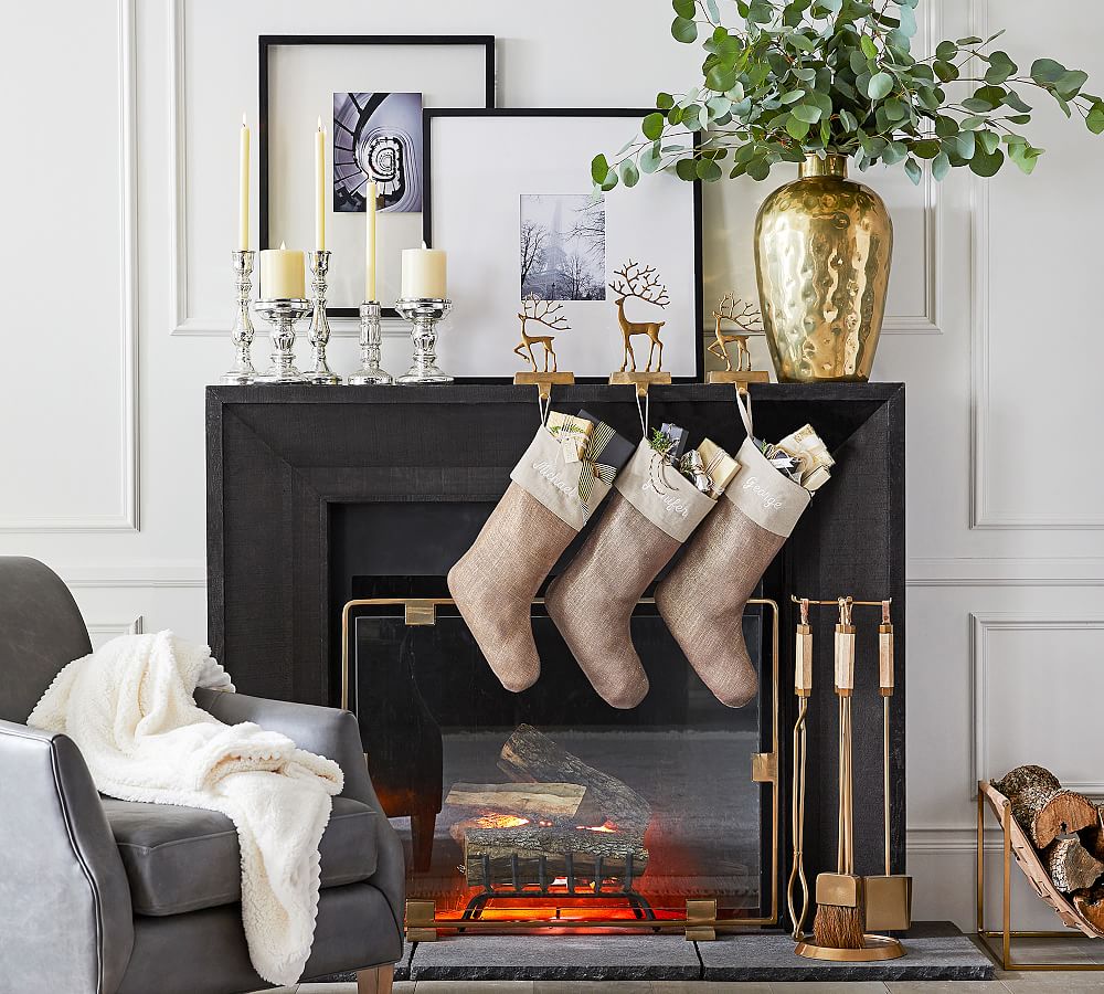Brass Sculpted Reindeer Stocking Holders