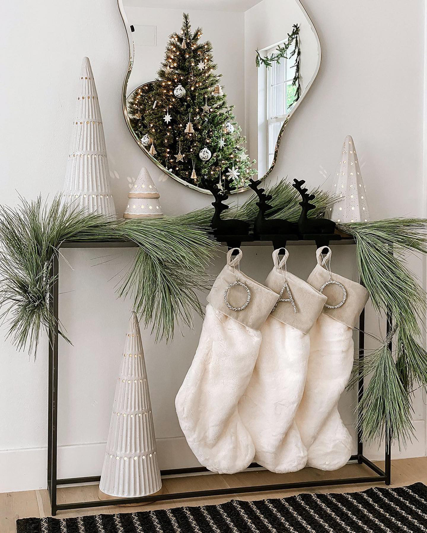 Zinc Sitting Reindeer Christmas Stocking Holder