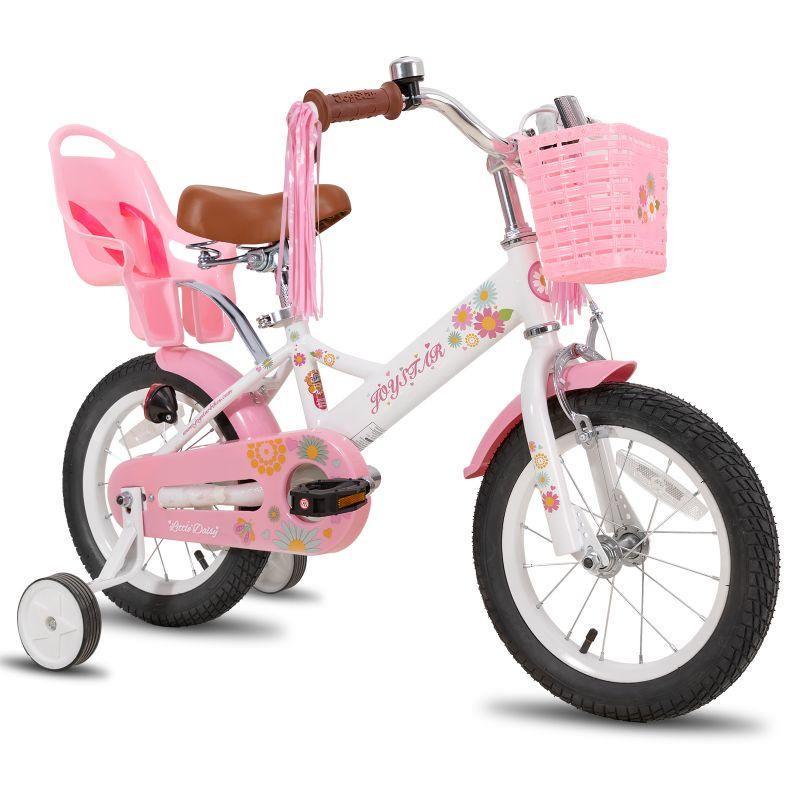Little Daisy Kids Bike for 4 5 6 7 Years Girls with Handbrake, Children Princess Bicycle with Training Wheels Basket Streamer Toddler Cycle