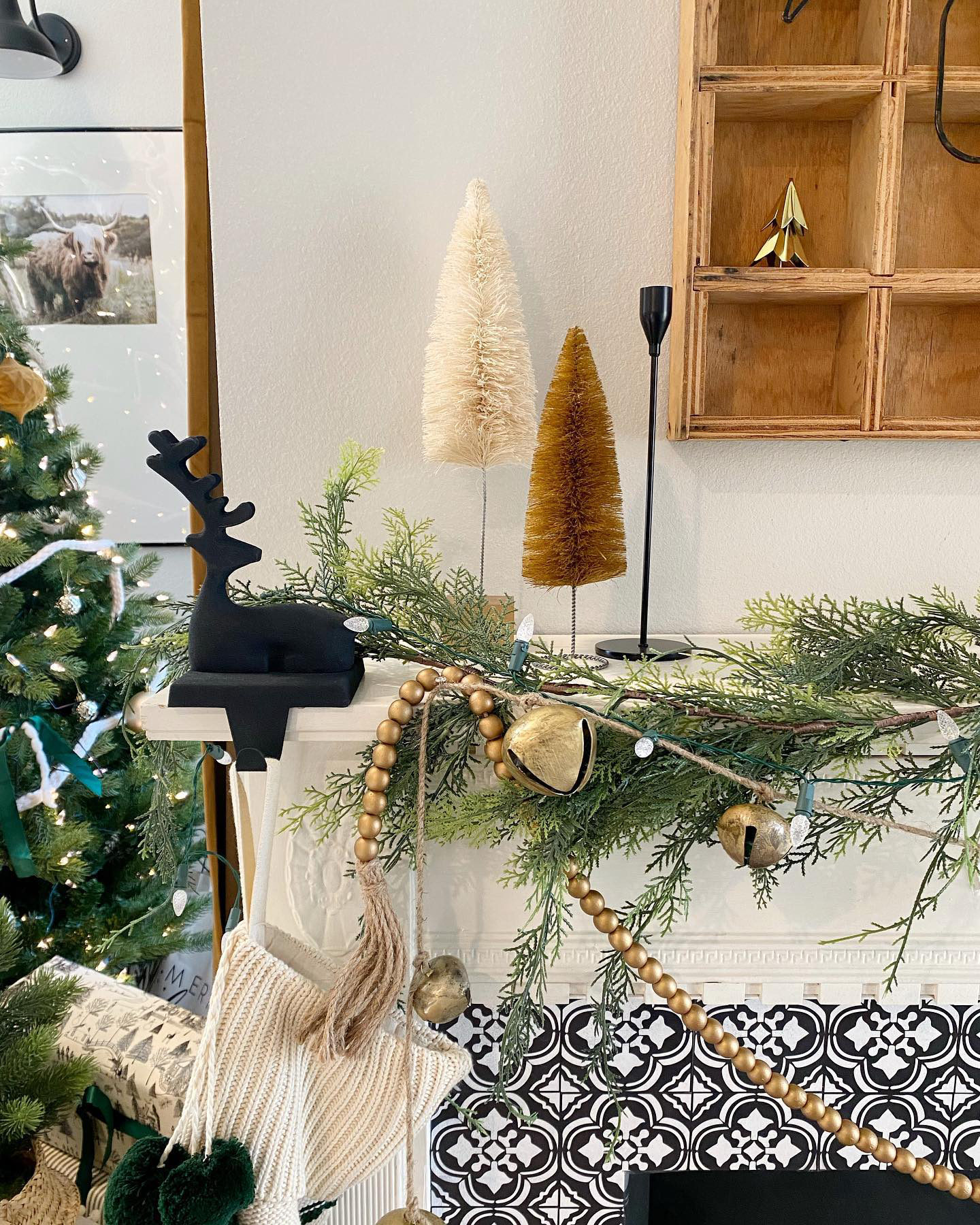 Zinc Sitting Reindeer Christmas Stocking Holder