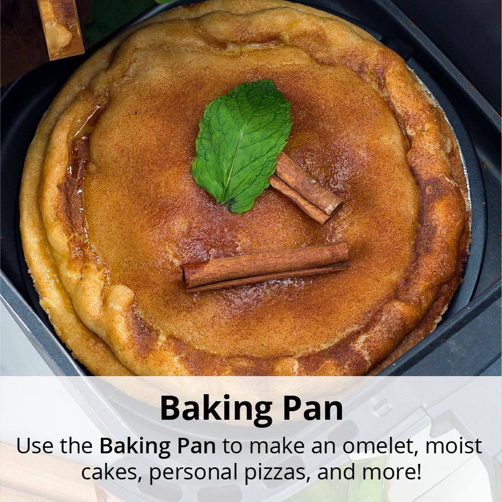 ARIA 5Qt Teflon-Free Premium Ceramic Air Fryer with 2-Tier Stainless Steel Rack Baking Pan Skewers and Extended Recipe Book CFA-897