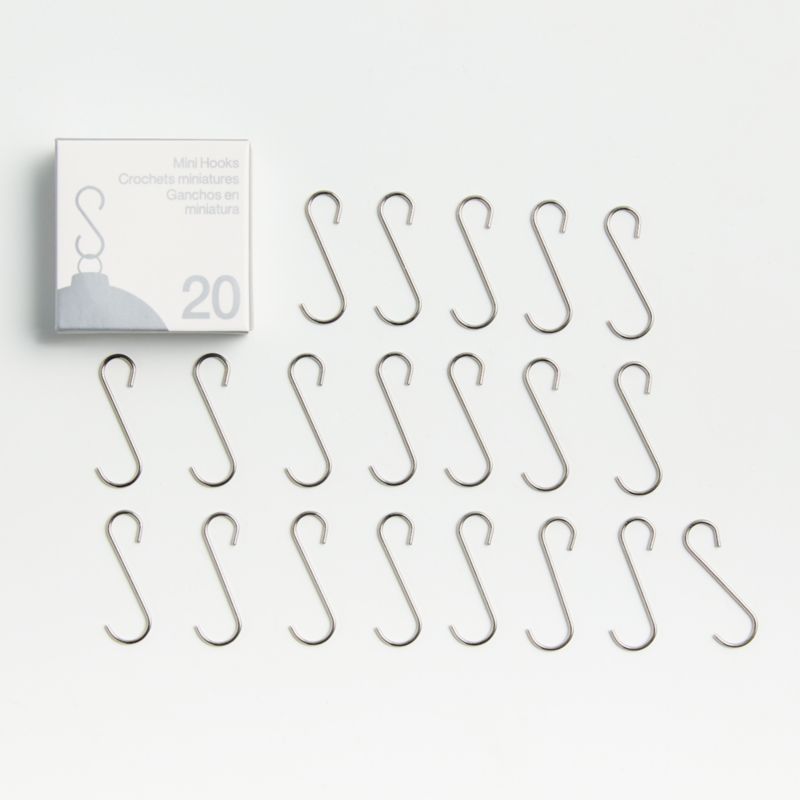 Mini Silver Christmas Tree Ornament Hooks, Set of 20