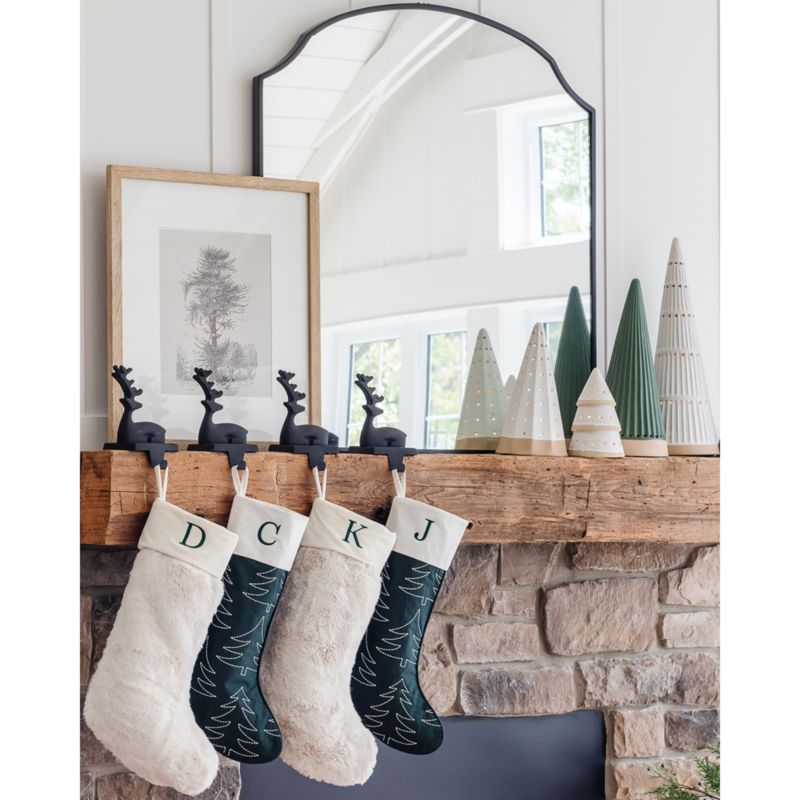 Zinc Sitting Reindeer Christmas Stocking Holder