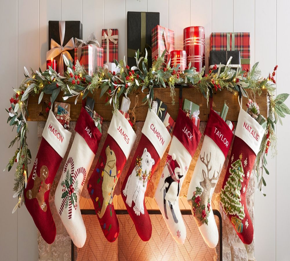 Holiday Icons Crewel Stockings